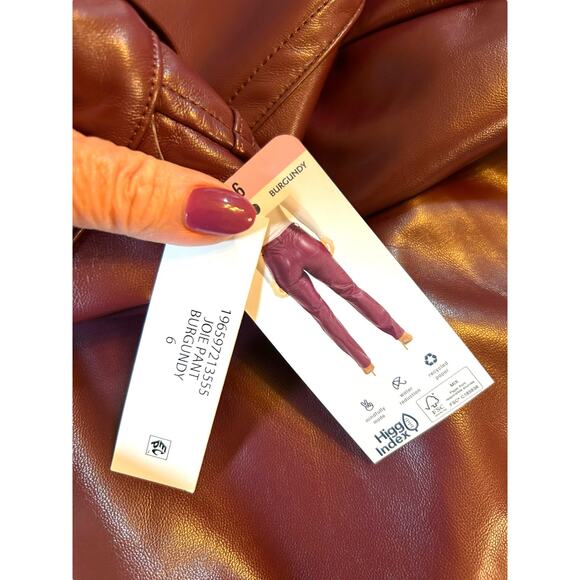 NWT Joie Burgundy Faux Leather Pant - Size 6 - Picture 9 of 14